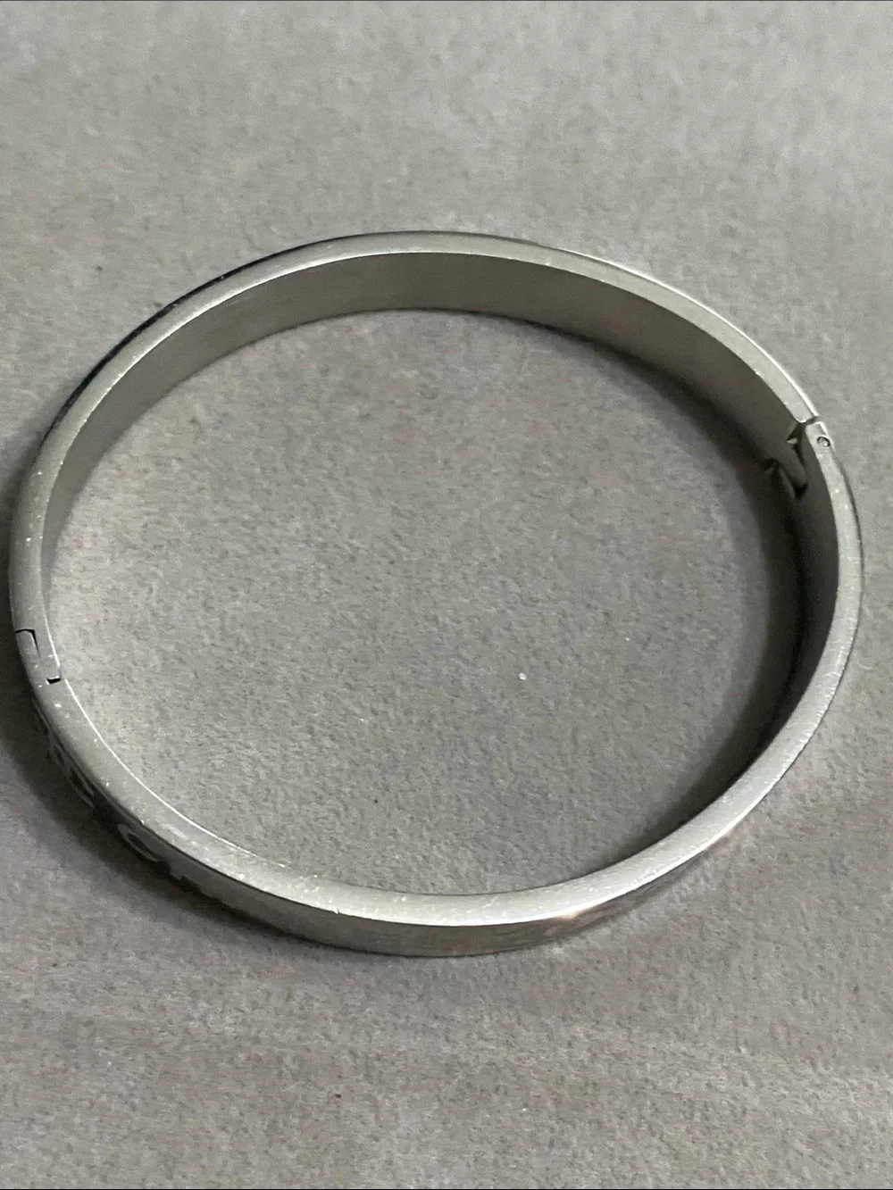 CHANEL Silver-Tone Logo Slim Bangle